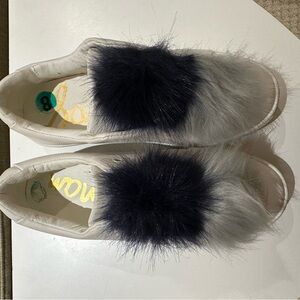Sam Edelman Pom Pom White Slip-On Sneakers